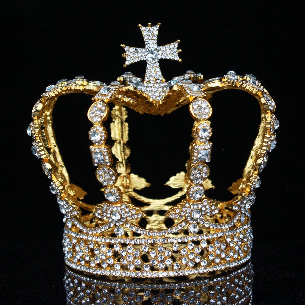 Discount Crystal Vintage Royal Queen King Tiaras And Crowns Men/Women