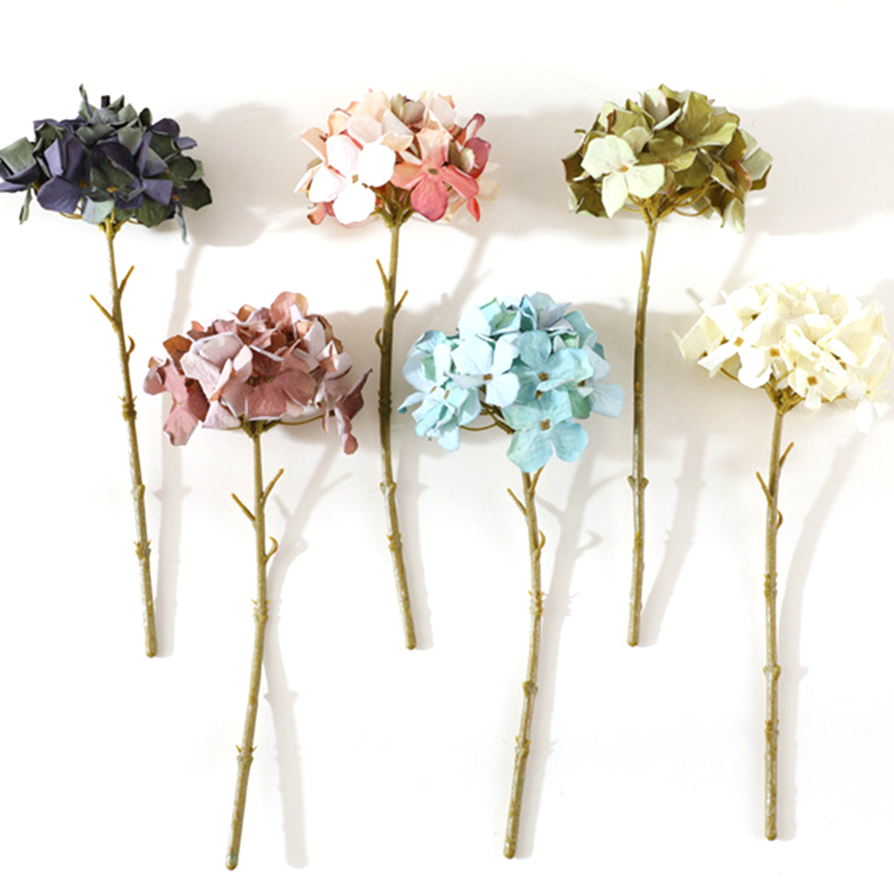 

2pcs Retro Simulation Hydrangea Blue Hydrangea Wedding Wedding Arrangement Spring Oil Painting Color Artificial Flower