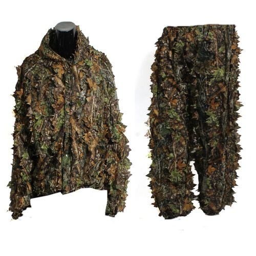

3D Leaf Adults Ghillie Suit Woodland Camo/Camouflage Hunting Deer Stalking in, Green