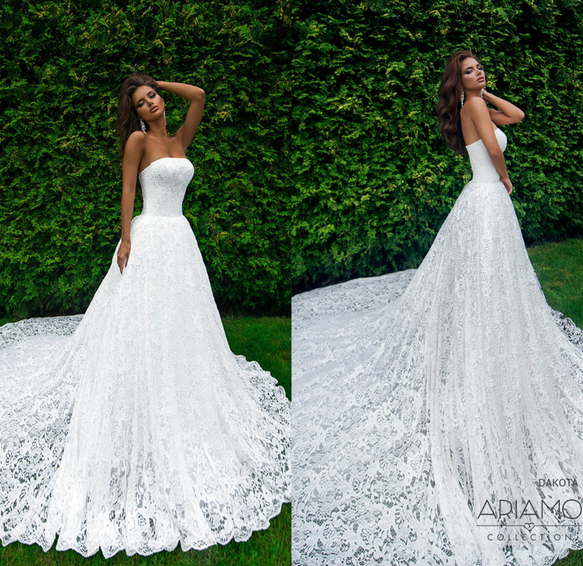 

Cheap Bohemian Wedding Dresses 2019 Lace Appliqued A Line Sweep Train Boho Wedding Dress Strapless Plus Size Beach robes de mariée, Yellow