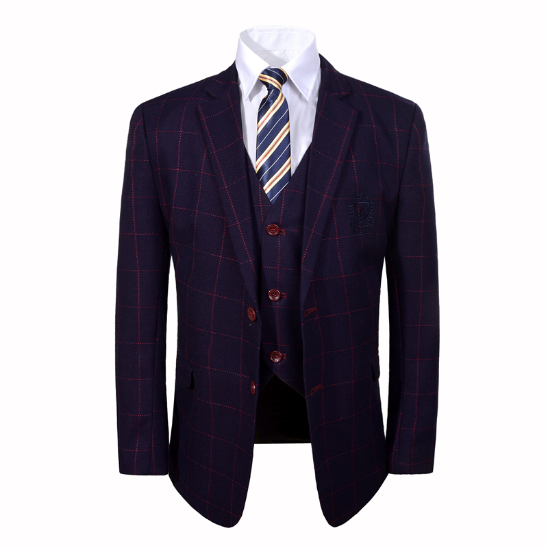 

New Arrival child formal suits Blazers vest pant 3 parts good quality kids prmo suits6-13years old boys costume for wedding, Brown