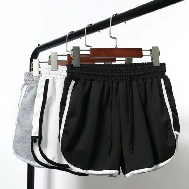 

Women' High Waist Side Striped Shorts Drawstring Fitness Black White Loose Shorts Female 2020 Summer Beach Sweatpants Clothes, Khaki