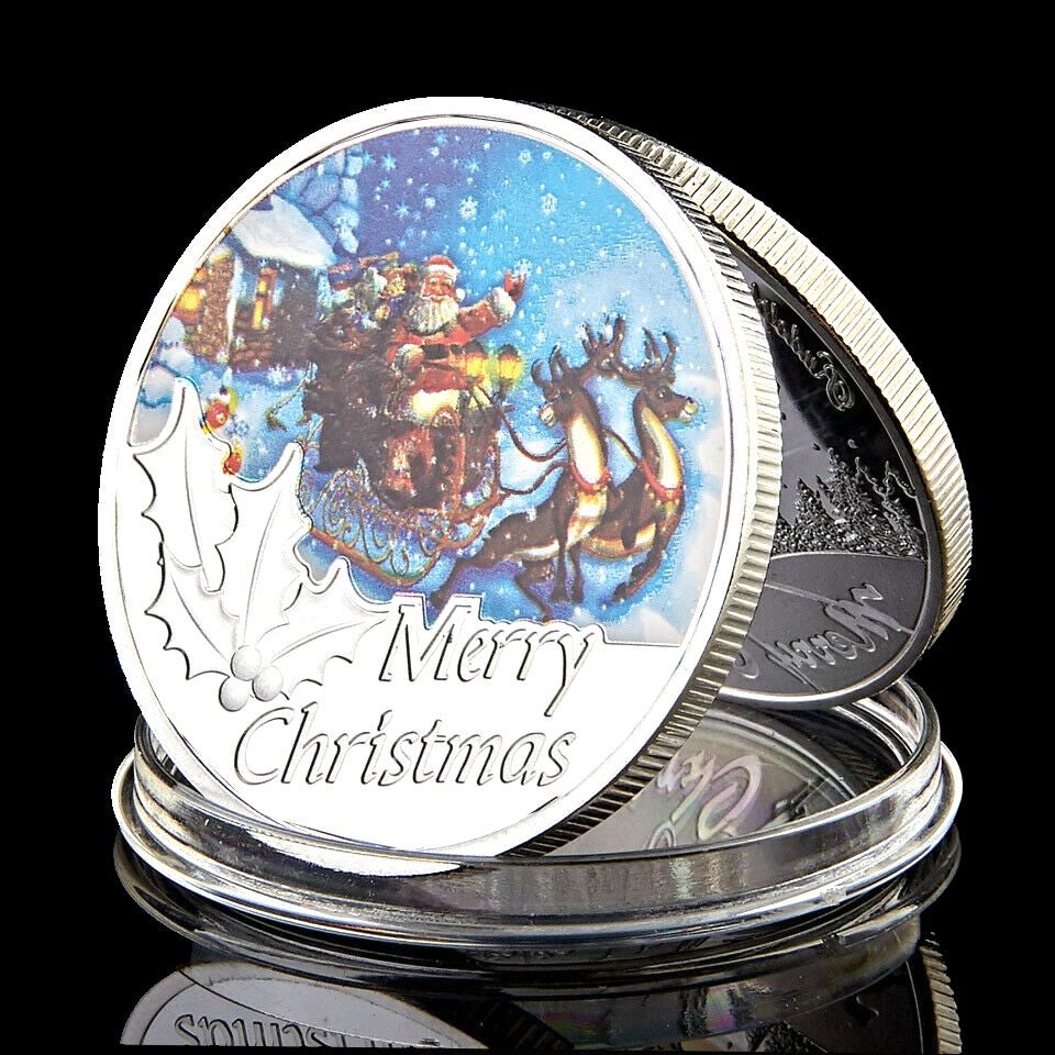 Merry Christmas Santa Claus Craft Silver Plated Commemorative Challenge Coin Souvenirs Home Decoration Accessories-image-522131281