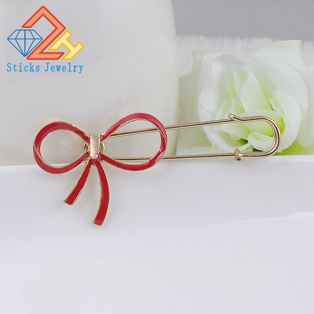 

Fashion Jewelry Women High Quality Pins Crystal Bow Gold Alloy Brooch