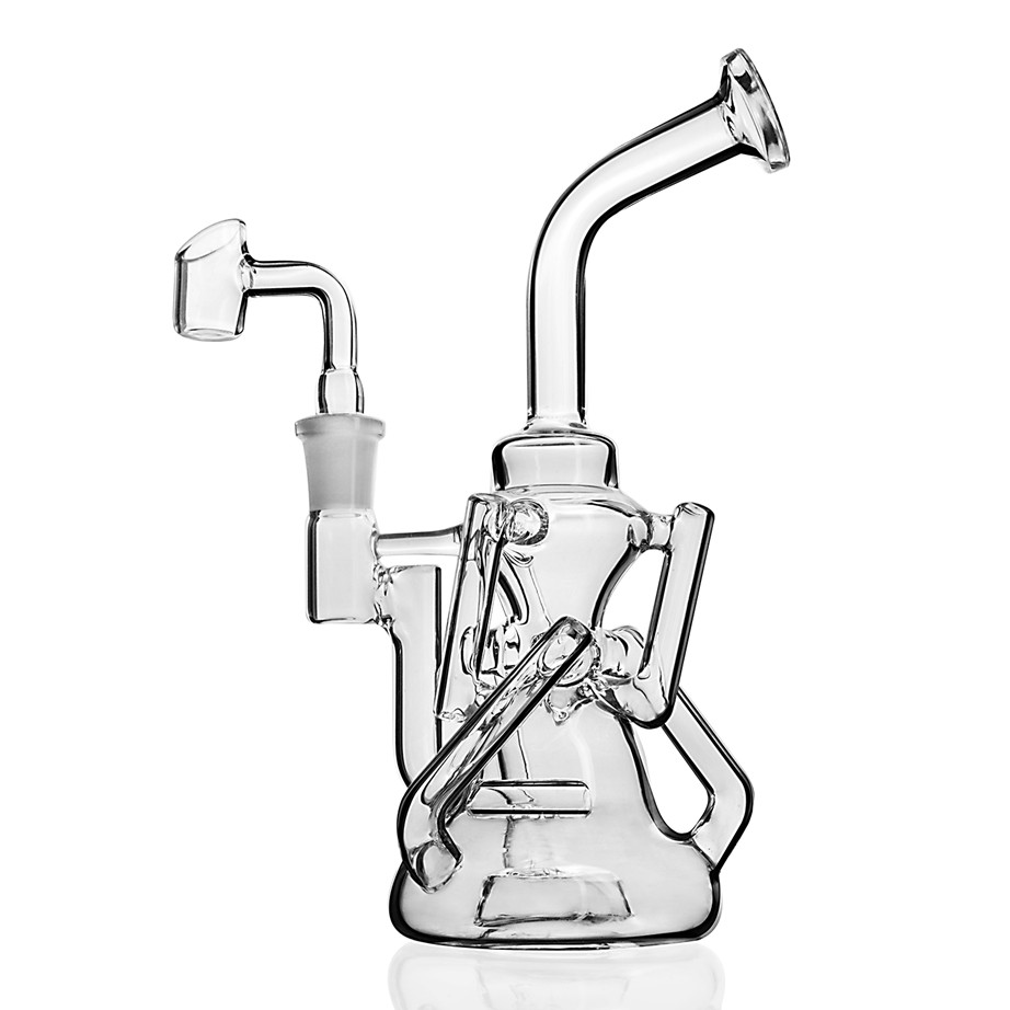 

Recycler Dab Rig Water Pipe Beaker Bong Oil Rig Thick Glass Water Bong Unique Hookahs With 14mm banger 7.4 inchs