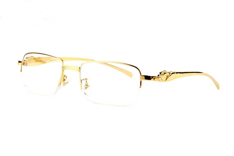 

Luxury sunglasses leopard head buffalo horn glasses men women half frames sun glasses silver gold metal frame Eyewear lunette With box