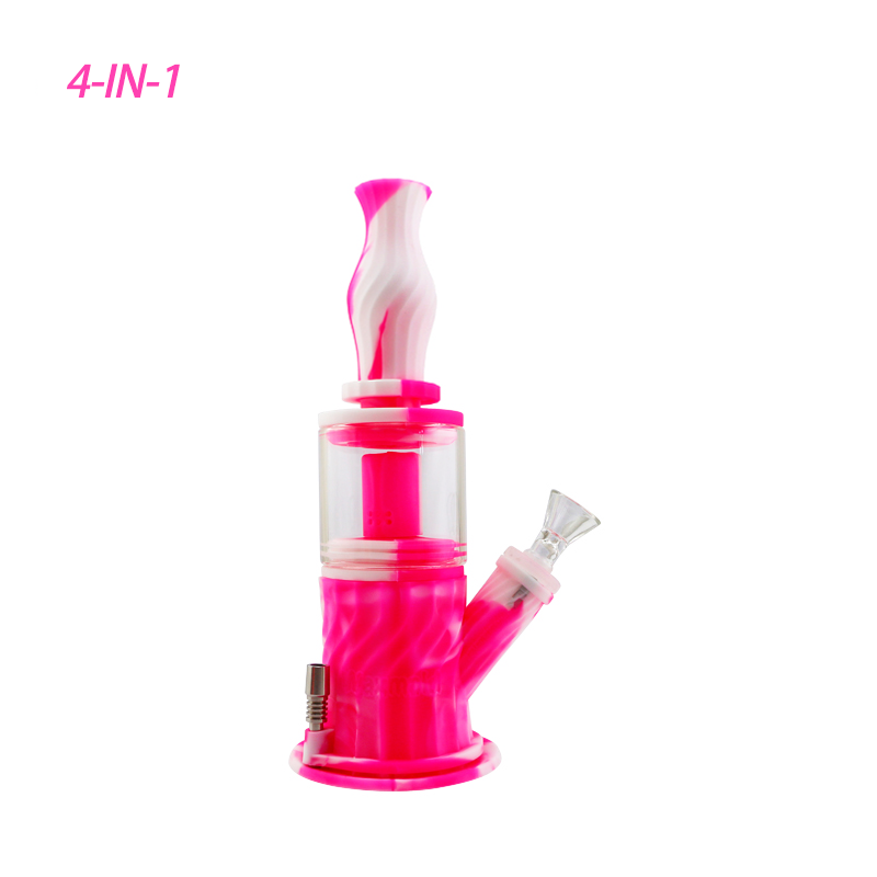 

Waxmaid 9.3 inches glass bongs hookah Multi Function Honeycomb Silicone water pipe dab rigs comes with Nectar Collector for reatil ship from US local warehouse