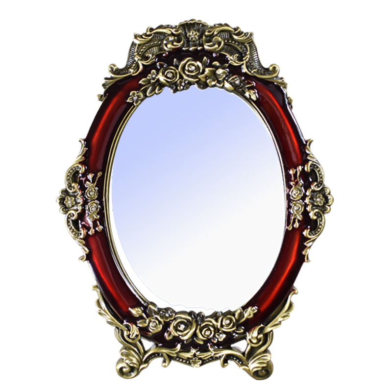 

Married red European makeup mirror desktop dowry wedding supplies Princess mirror retro metal vanity