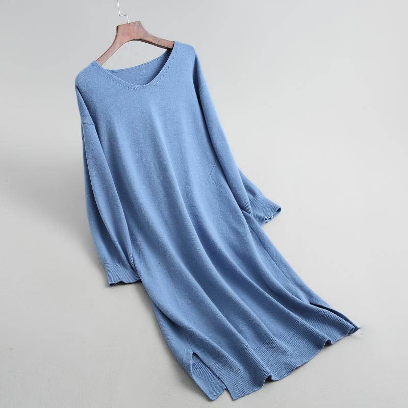 

2020 Long Sleeve Pullovers Oversize Loose Women Dress Knitting Sweater Tricot Pull Femme, Black