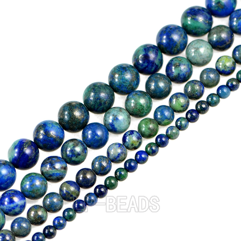 Azurita en Lapislázuli Natural Gemstone redonda granos 4 mm 6 mm 8 mm 10 mm 12 mm 16/"