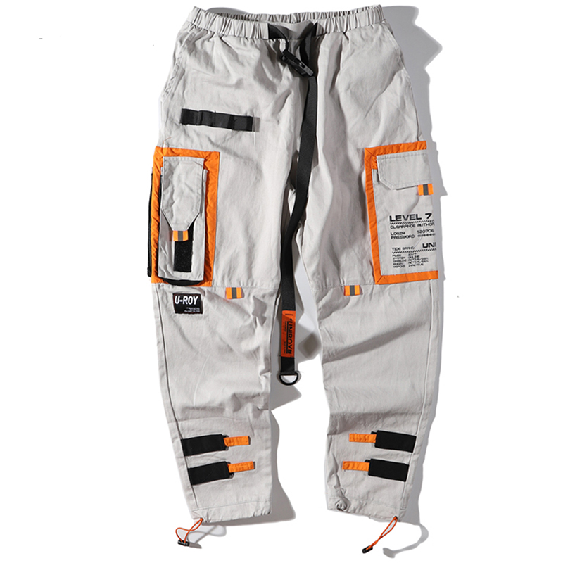 

Harem Pants Men Color Patchwork Pockets Midweight Track Streetwear 2020 Spring Autumn Hip Hop Joggers Workout Casual Trousers, Black