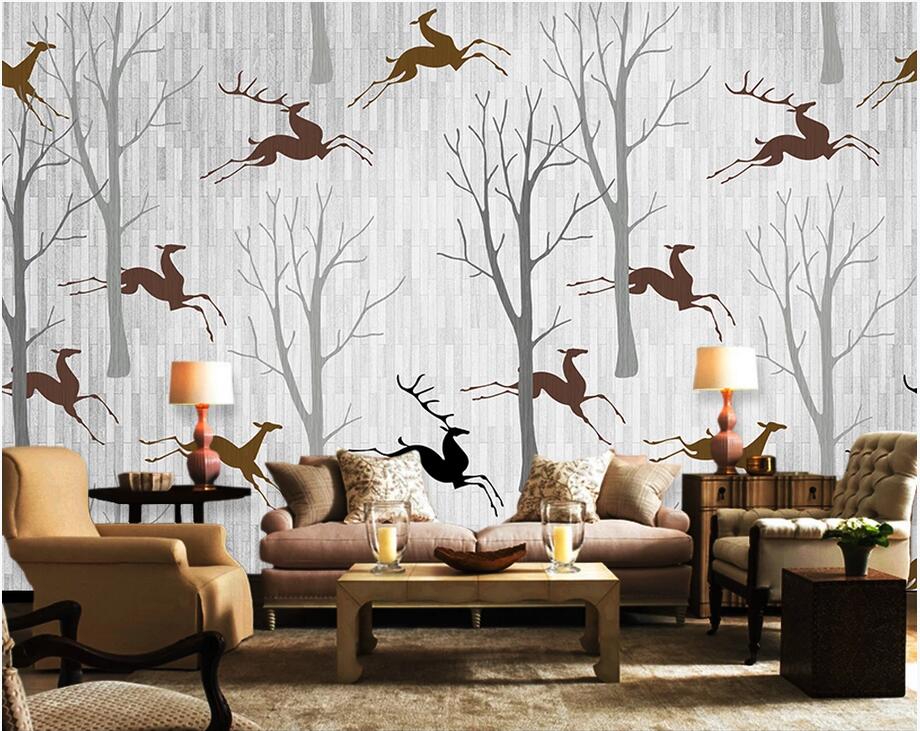 

3d wallpaper custom photo mural Vintage abstract tree deer Sofa living room background wall home decor murals wallpaper for walls 3 d, Non-woven