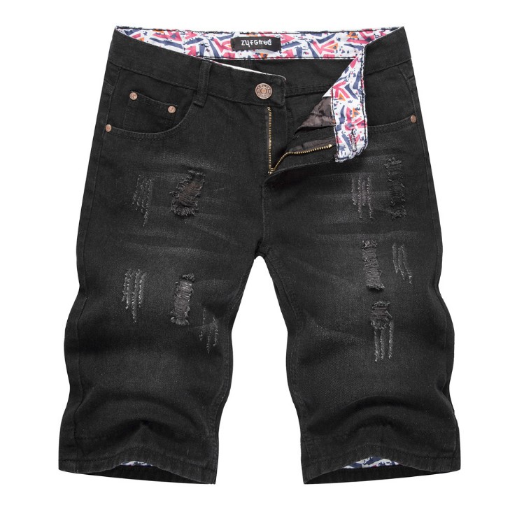 black denim knee length shorts