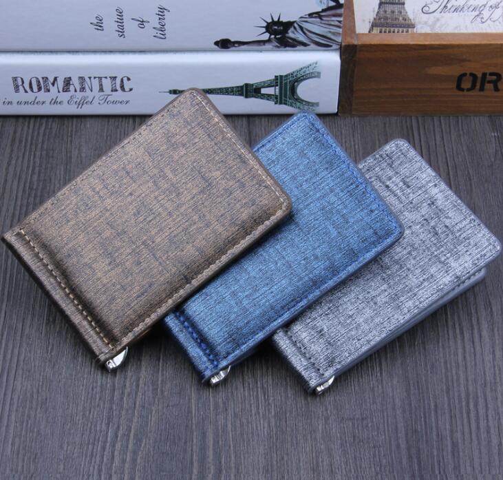 

DHL 50pcs Men PU Brief Dollar Clip Wallet Gold Grey Blue