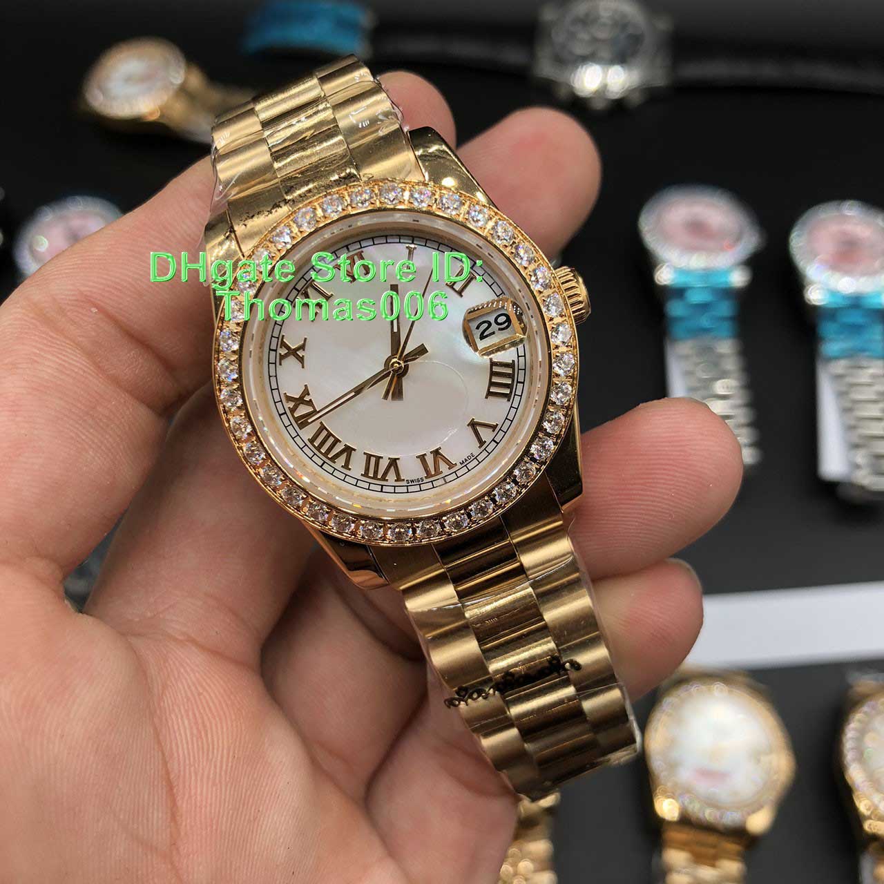 

12 Colors Best Seller WatchPresident Diamond Bezel Women Stainless Watches Lowest Price Womens Ladies Automatic Mechanical watch 36mm Gift