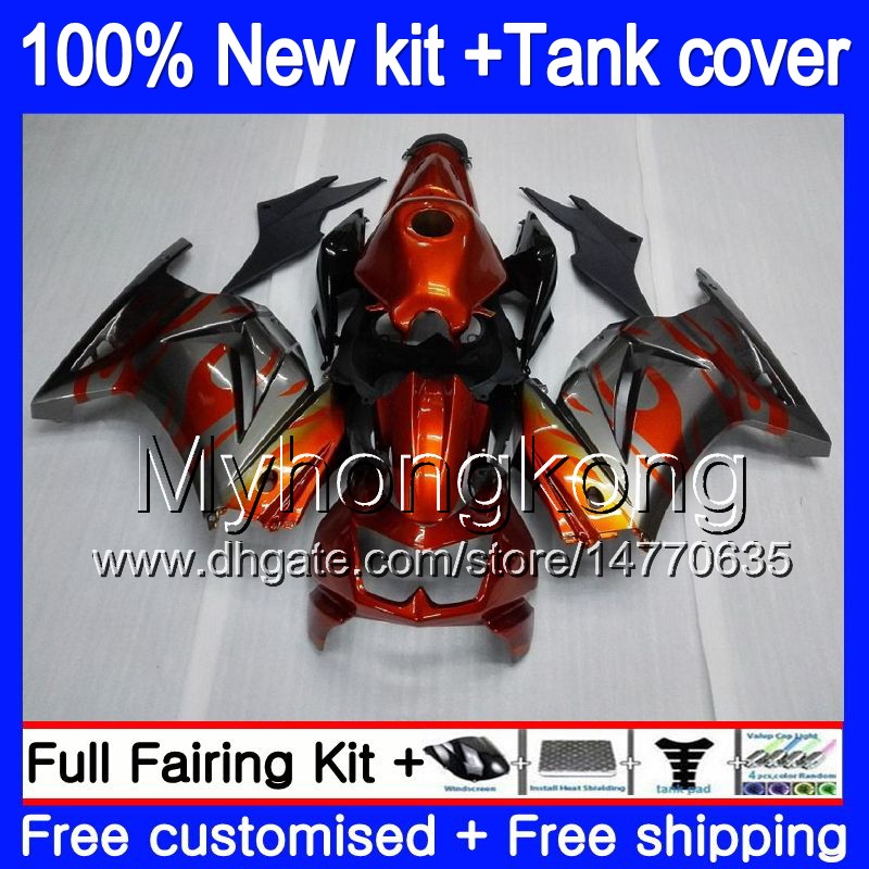

+Tank For KAWASAKI ZX-250R EX-250 ZX250R 08 09 10 11 12 201MY.31 EX250 ZX 250R EX 250 EX250R 2008 2009 2010 2011 2012 Orange grey Fairings, No. 24