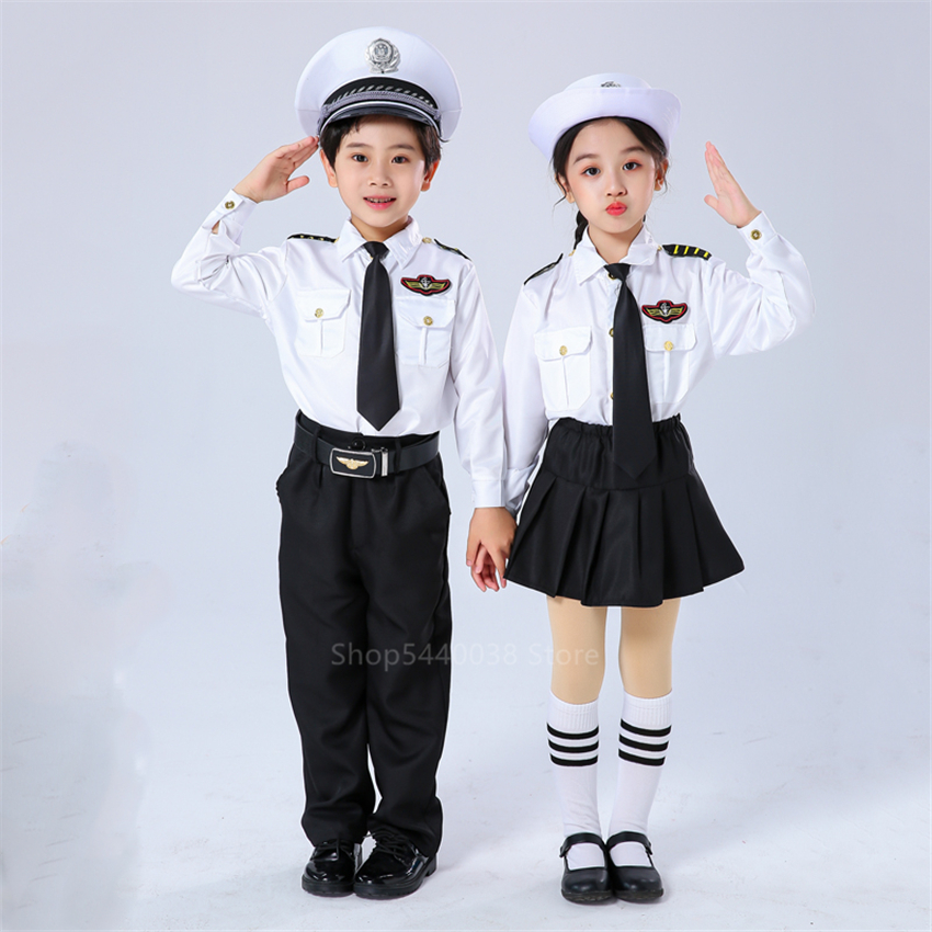 Compra Día De Halloween Fiesta De Carnaval Piloto Trajes De Uniforme De  Cosplay Infantiles Para Niños Vuelo Muchacho De La Muchacha Vestido De  Operadora Capitán De La Policía Barato | Entrega Rápida