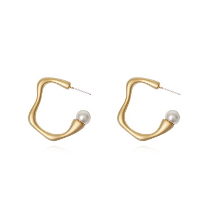 Moda Mujer Aretes Aro Redondo Círculo Pendientes de perlas joyería coreana Simple
