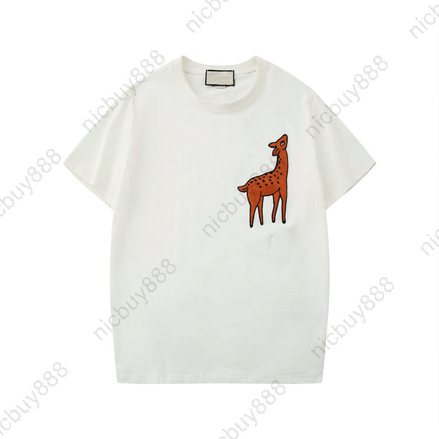 

2021 spring summer designer luxury mens clothing t-shirt classic striped embroidery animals giraffe letter tshirt casual tee top t shirt tshirt, White