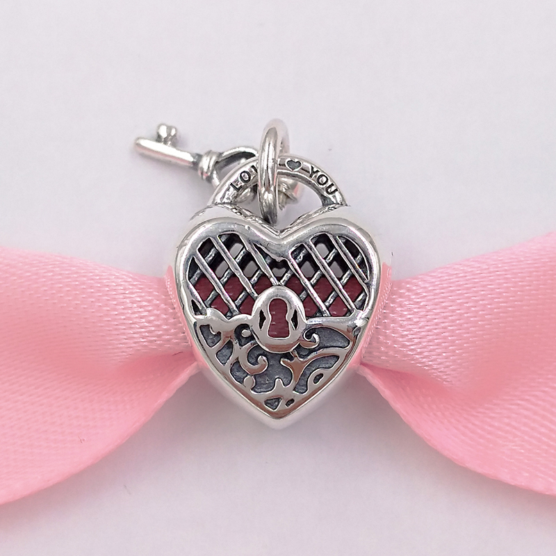 

Authentic 925 Sterling Silver Beads Love You Lock Charm Charms Fits European Pandora Style Jewelry Bracelets & Necklace 797655