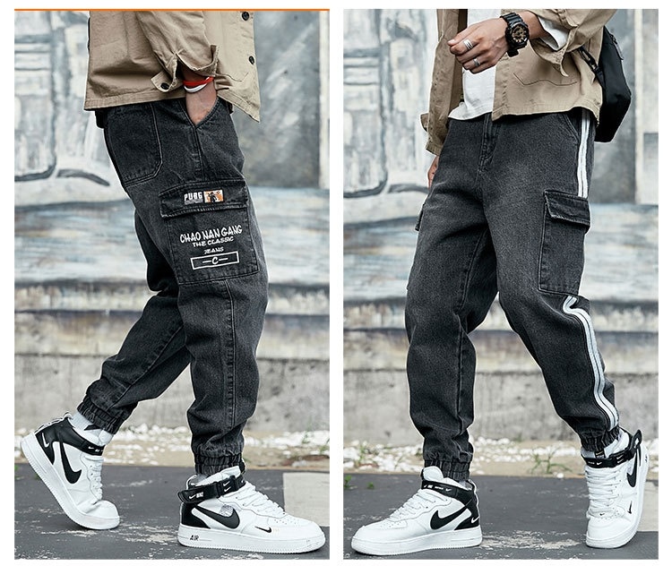 

Januarysnow Fashion New Fall/winter Overalls Men' Trendy Casual Jeans Men' Toe Pants Toe Harlan Hip Hop Size Jeans ((SIZE:28--42, Black