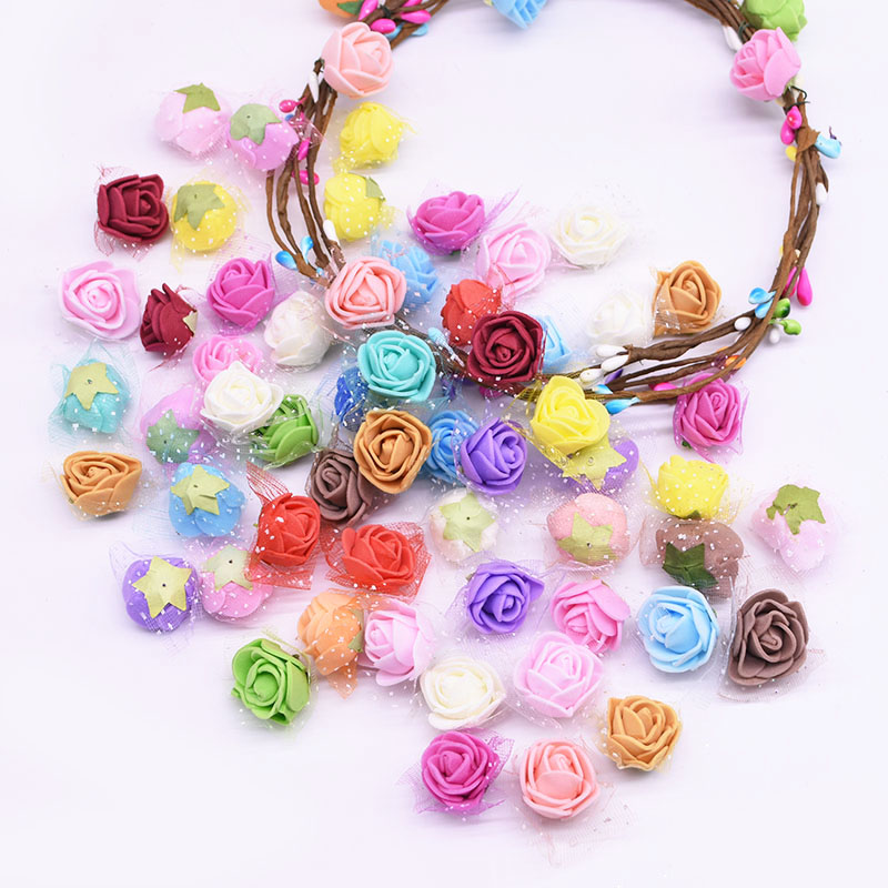 

100pcs 2cm Mini Foam Rose Artificial Flower Heads DIY Handmade Roses Supplies Wedding Party Gift Boxes Wreath Decoration Crafts, Pe20