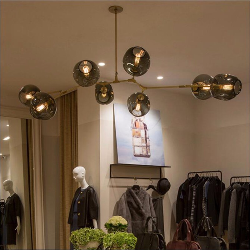 

Adelman Modern Glass Balls Loft Chandelier Magic Beams Pendant Hanging Lamp Light Luxury Branch Lighting Fixture Living Room