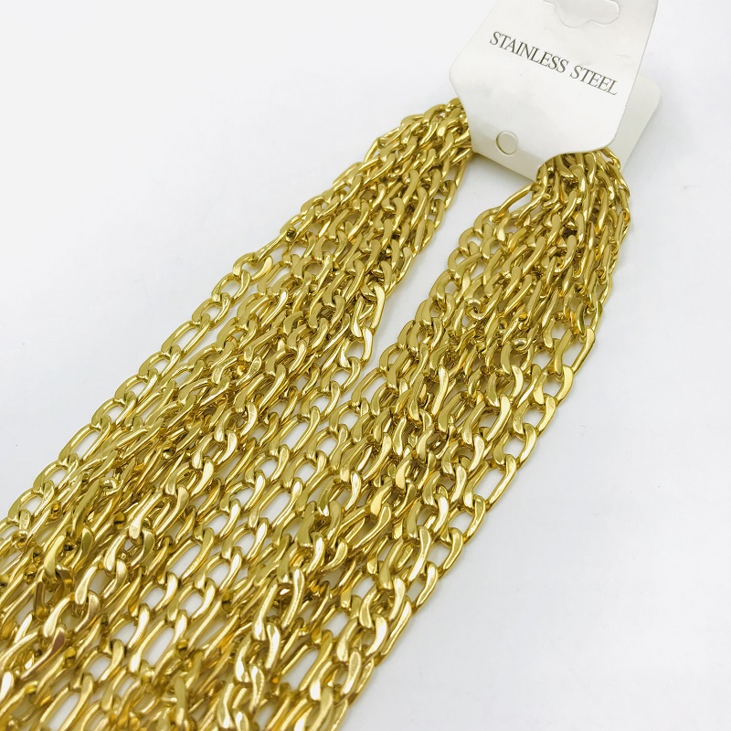 USENSET New Fashion 6MM Gold and Silver Plated Figaro Chain Necklace Women Casual Classic Jewelry DIY Chains Unisex