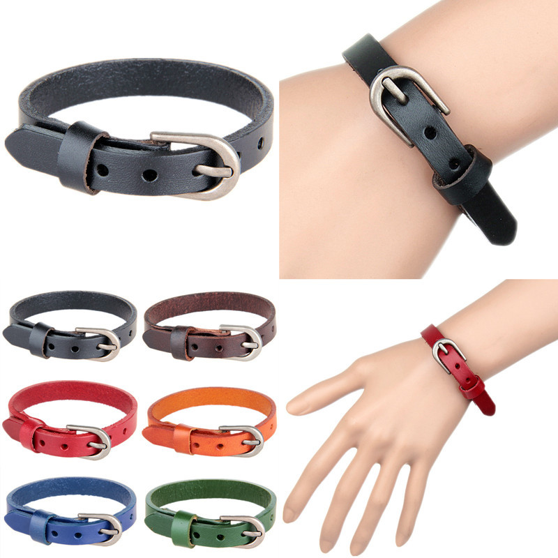 

Men and Women Handmade Classic Adjustabel Real Colorful Leather Link Bracelet for Sale