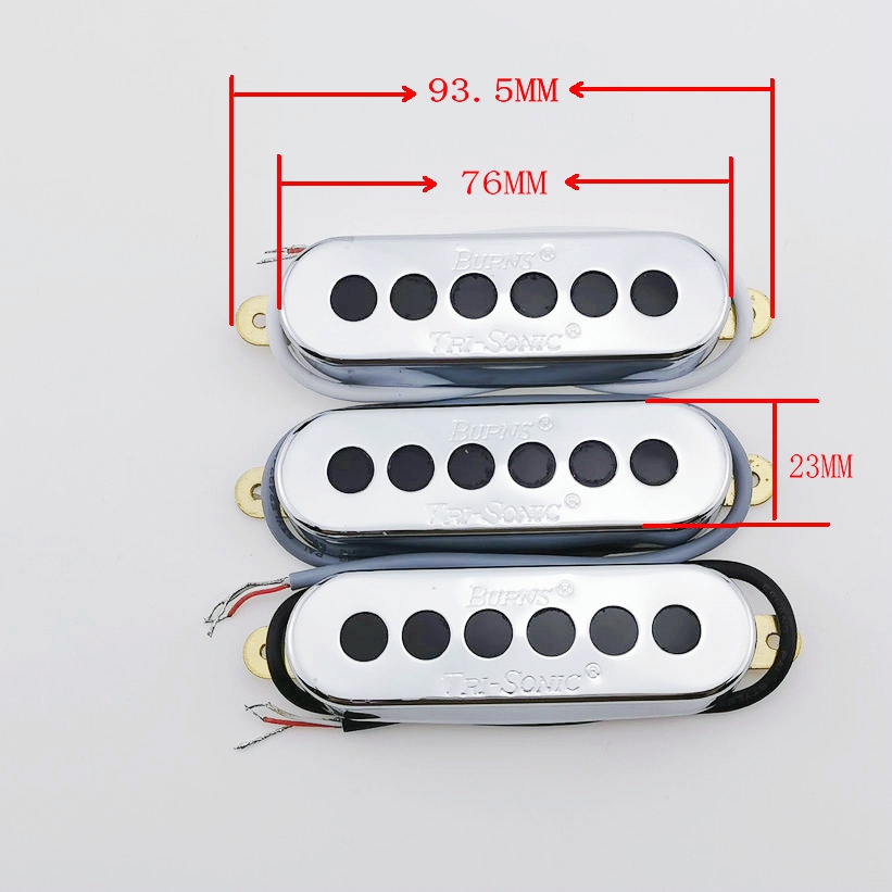 

Alnico V Burns Brian May Pickups Style Tri-Sonic Single Coil Pickup Set Neck Middle Bridge- CHROME