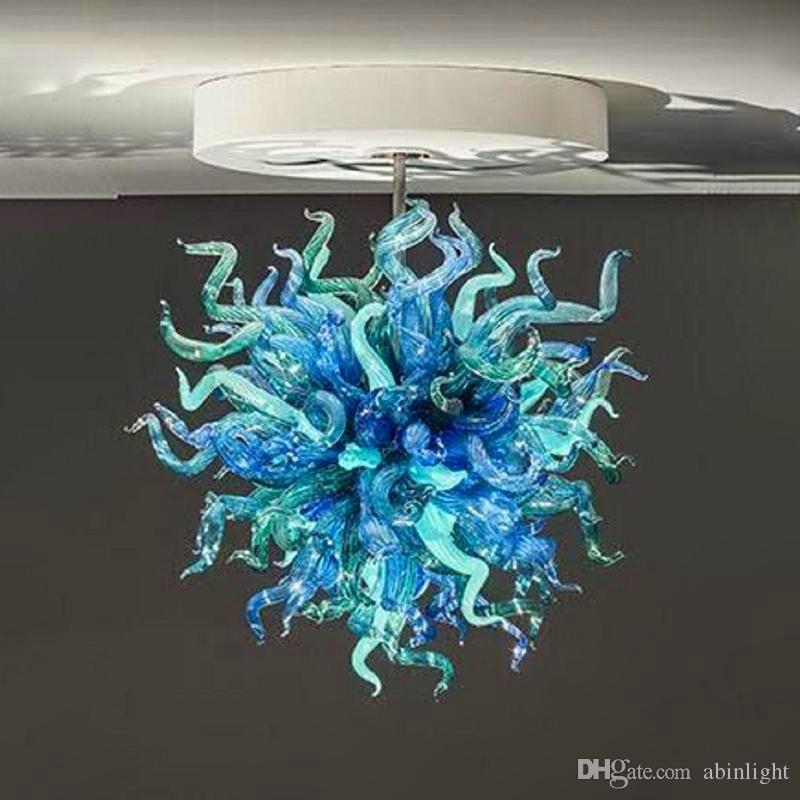 

Vintage Ball LED Crystal Modern Chandelier Lamp Lustres Lights Blue Murano Glass Chandeliers for Living Room Bedroom Lobby Restaurant Hotel