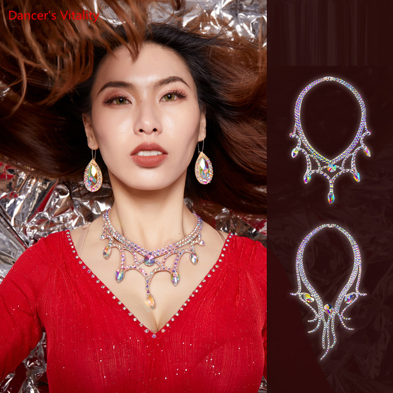 

Belly Dance Necklace Hot Diamond Dance Jewelry Performance Jewelry New Style Flash Stage Performance Accessories, As picture