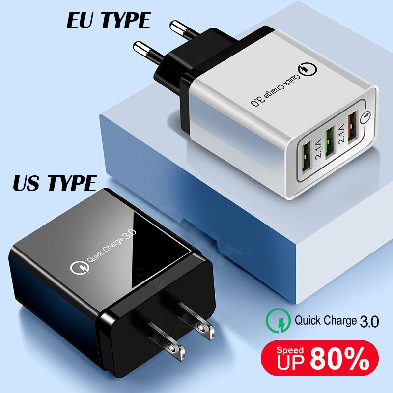 

QC 3.0 Phone USB Charger Quick Charge Wall Charger Qualcomm 3.0 5V 3.1A 3Usb Ports Fast Charging For Iphone Samsung