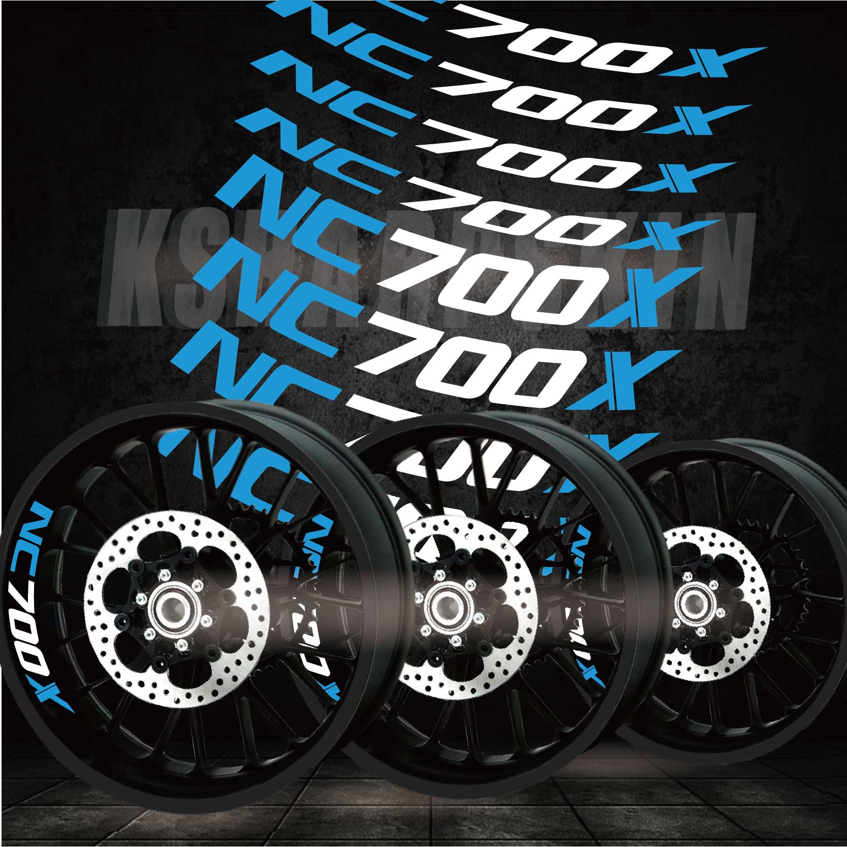 

Creative fashion racing tires LOGO film trend decorative color letters motorcycle stickers inner edge reflective decals for HONDA NC700X