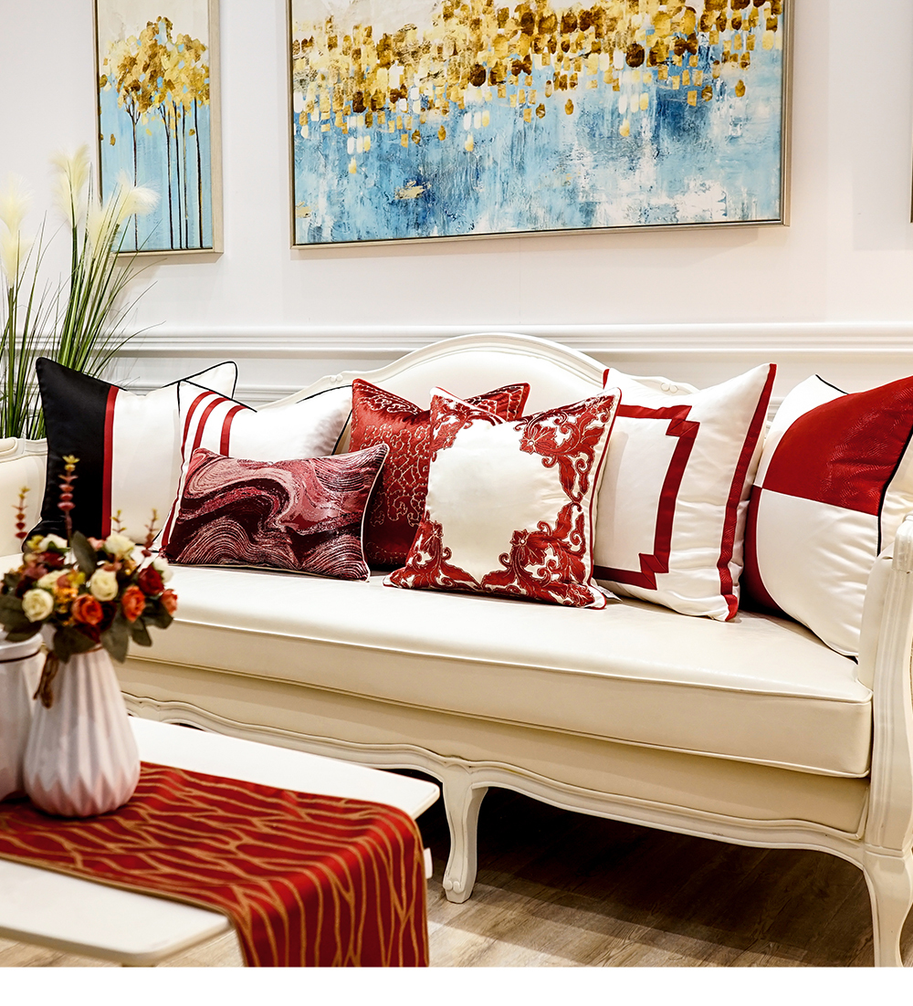 Pillow Case Avigers Luxury Modern Red White Decorative Cushion