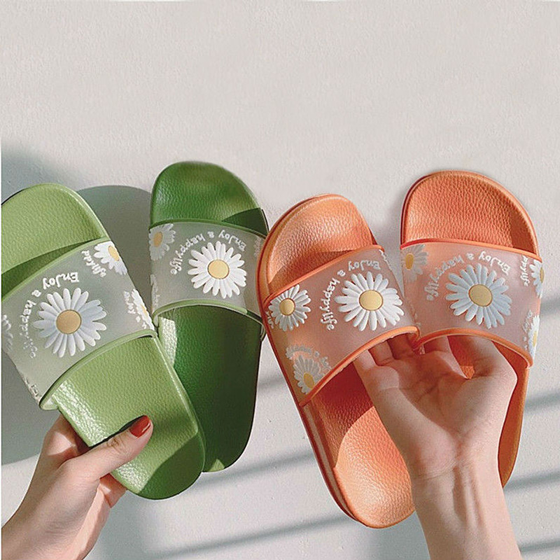 

Flower Indoor Women's Slippers For Home Shoes Beach Slides Women House Slippers Woman White Slipper Shoes Clear Slide Sandals, Green