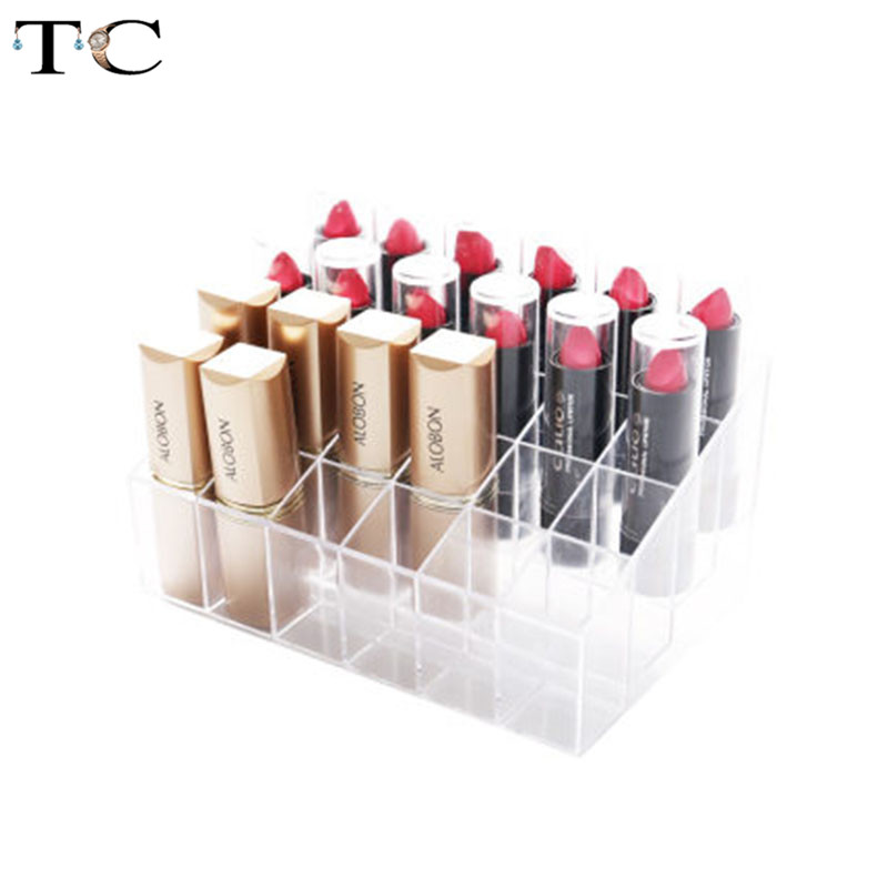 

24 Grid Acrylic Makeup Organizer Storage Box Cosmetic Box Lipstick Jewelry Box Case Holder Display Stand Make Up Organizer, Black