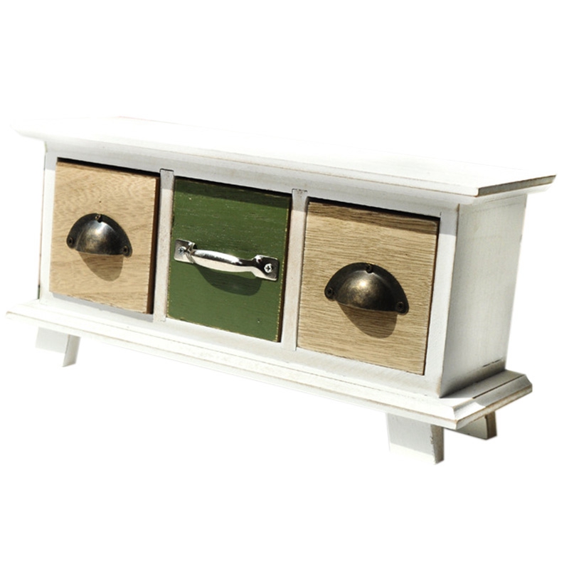 

Wood Vintage Treasure Chest Storage Box Drawer Type Makeup Jewellery Storage Box Case Organizer Office Finishing Cabinet