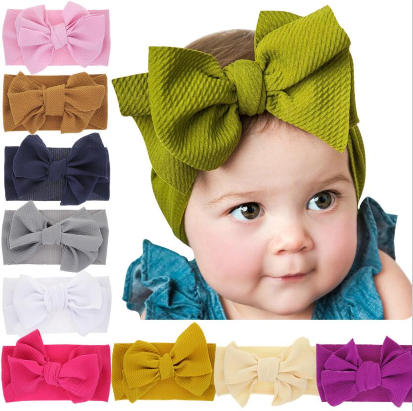 

Baby Girls big bow headbands Elastic Bowknot hairbands headwear Kids headdress head bands newborn Turban Head Wraps WKHA01, 12 colors