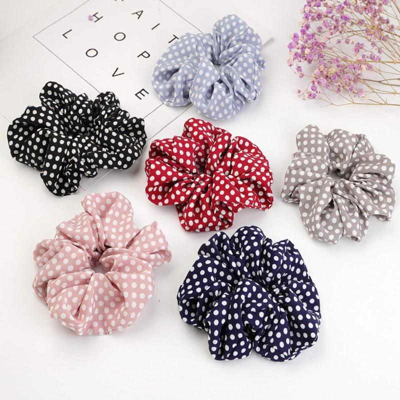 

Chiffon Hair Ribbons Dotted And Striped Elastic For Women And Girls 12 Pcs Colorful Bobbles Bands New Cute Hair Clasps