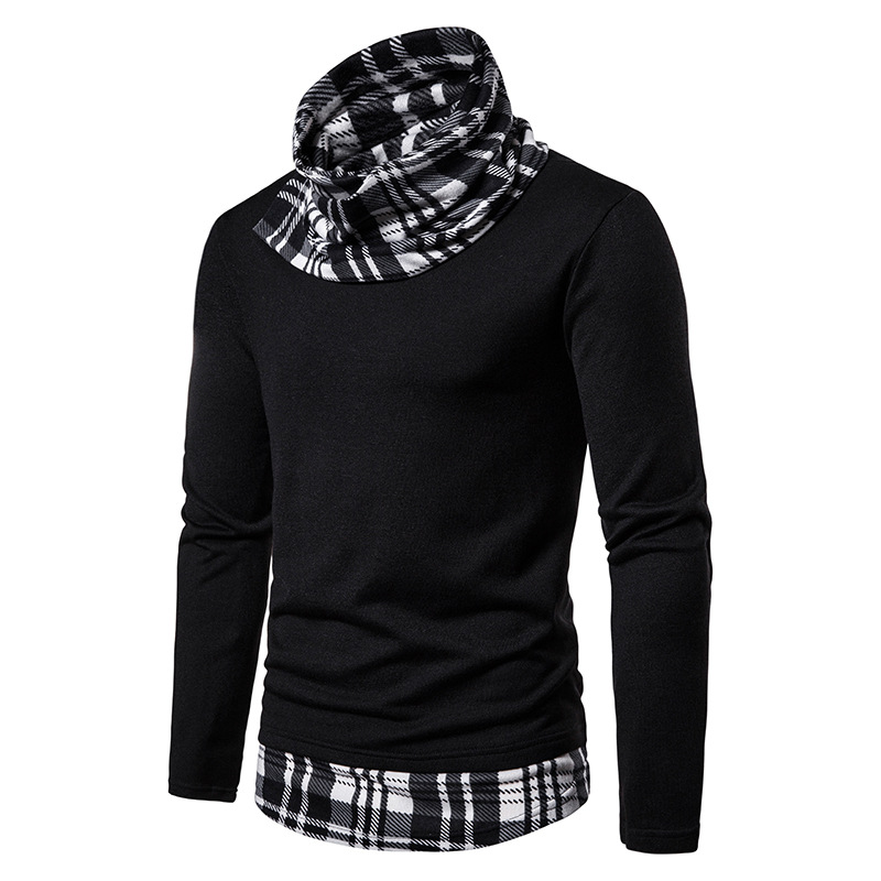 

New Homme Fashion Men' Clothes Pullover Sweaters Spring Smart Casual Male Sweaters National Costume Slim Fit Spliced, Black