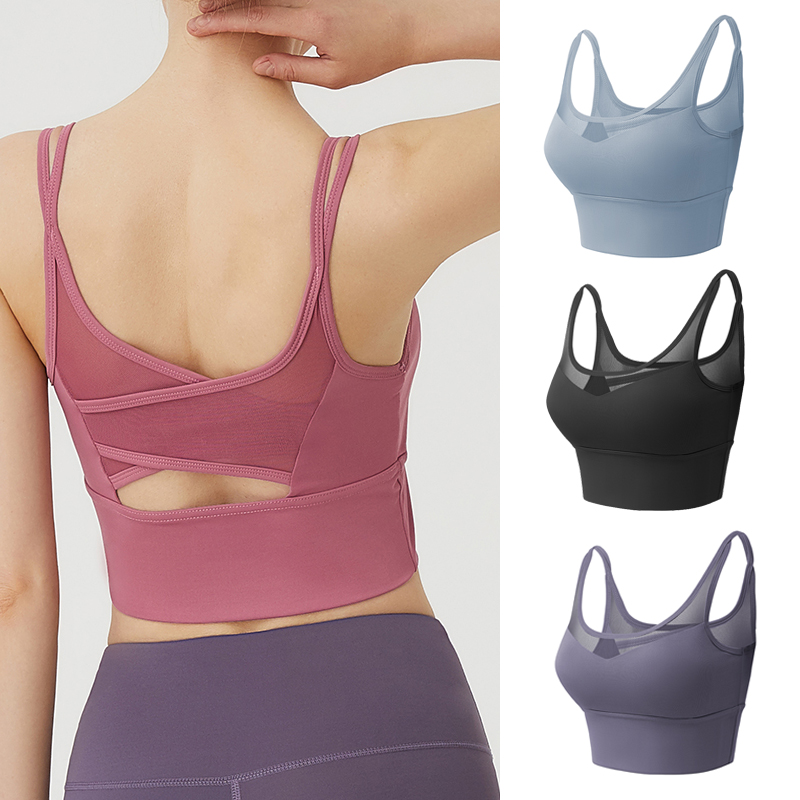 

Women Sports Bra Sexy Brathable Sports Top yoga bra Push Up Female Gym Fitness Underwear Female Seamless, Blue