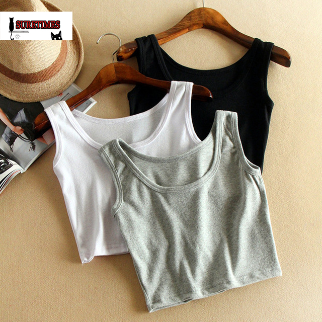 

2020 New Sexy Women Short Crop Top,7 Colors Summer Style Sleeveless U Croptops Fitness Tank Tops Femme Vest Tube Top 9 Colors, White