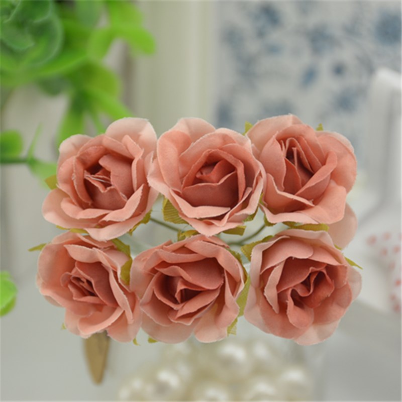 

300pcs Silk Gradient Mini Rose Artificial Flower Bouquet For Wedding Decoration DIY Scrapbook Fake Flowers Craft Wreath Supplies, Blue