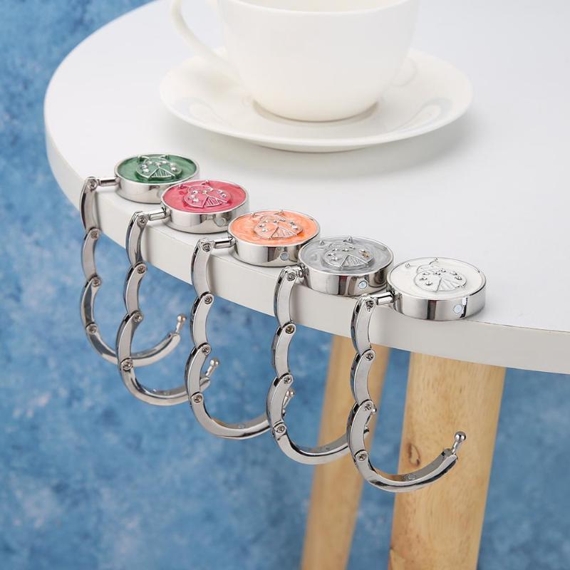 

Scarab Shape Rhinestone Folding Table Edge Handbag Purse Hook Hanger Holder