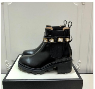 

Hot Sale-autumn winter new style high heels ankle boots women chunky crystal martin boots black