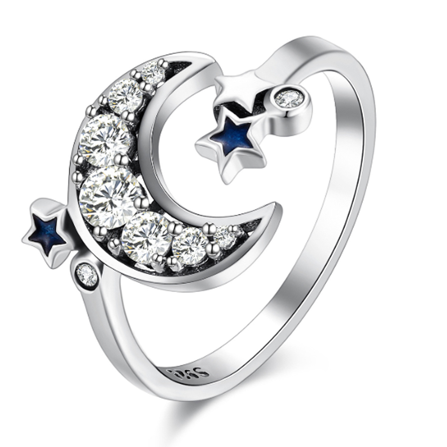 

Ring female blue star moon opening stones rings fashion jewelry