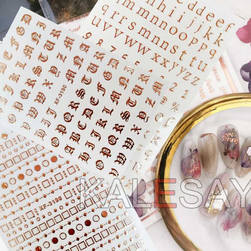 

Nail Art Decorations Black Stickers Sport Brand Nail Sticker Self-adhesive DIY Decals Tips Rose Gold Art Stickers Decals, Xf3194
