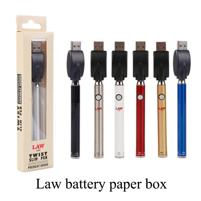 

Rechargeable Batterie Vertex LAW Battery fit Thick Oil Vaporizer O Pen 510 Vape Pen Cartridges Preheating Batteries with USB Charger