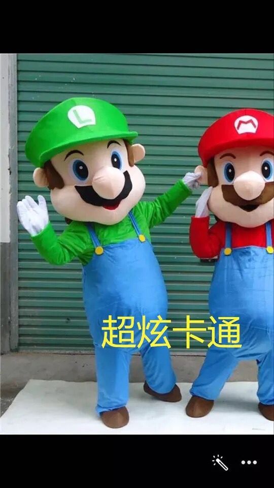 Super Mario/& Luigi 2pcs Mascot Costume Party Fancy Dress Cartoon Suit Adult Size